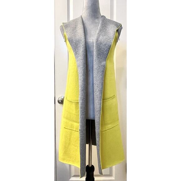 RAIN Open Front Hoodie Sleeveless Long Vest Cardigan Coat Women’s XS Pockets - Picture 1 of 9